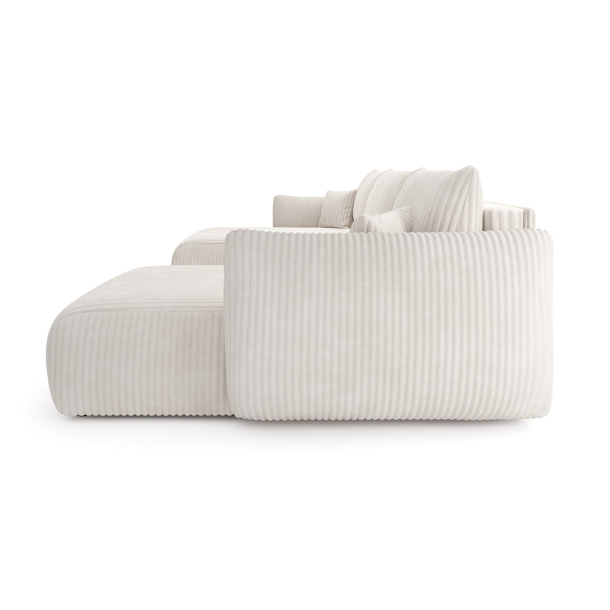 U-Ecksofa mit Schlaffunktion und Liegefläche 145x302 im Vintage-Stil | ALLORO – Seitenansicht
