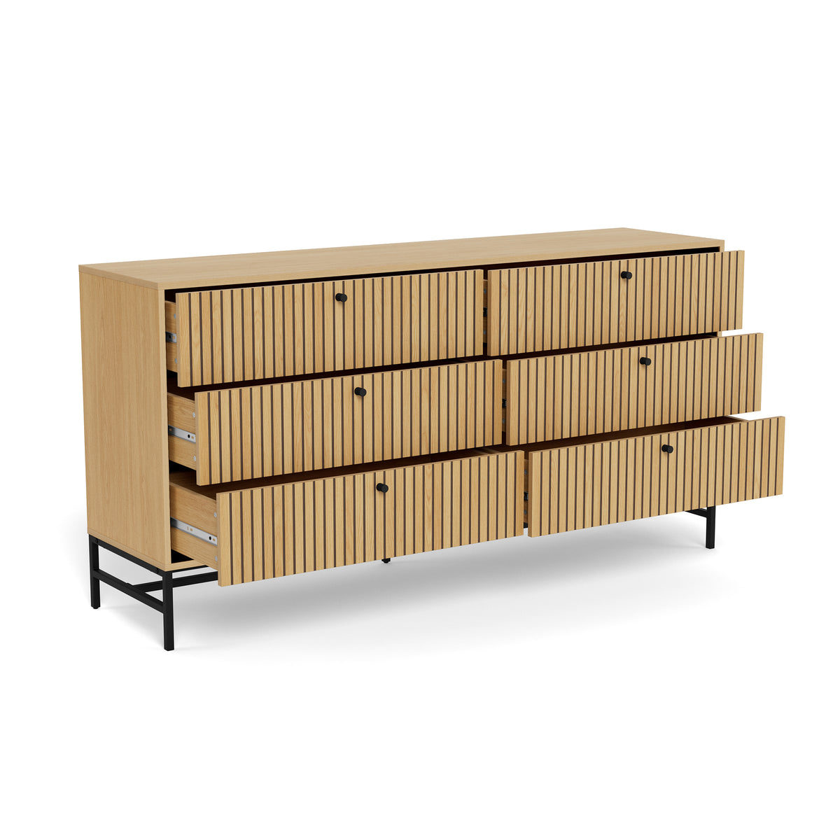 Kommode 158x81 mit Lamellenfront im modernen Stil | Bambouz