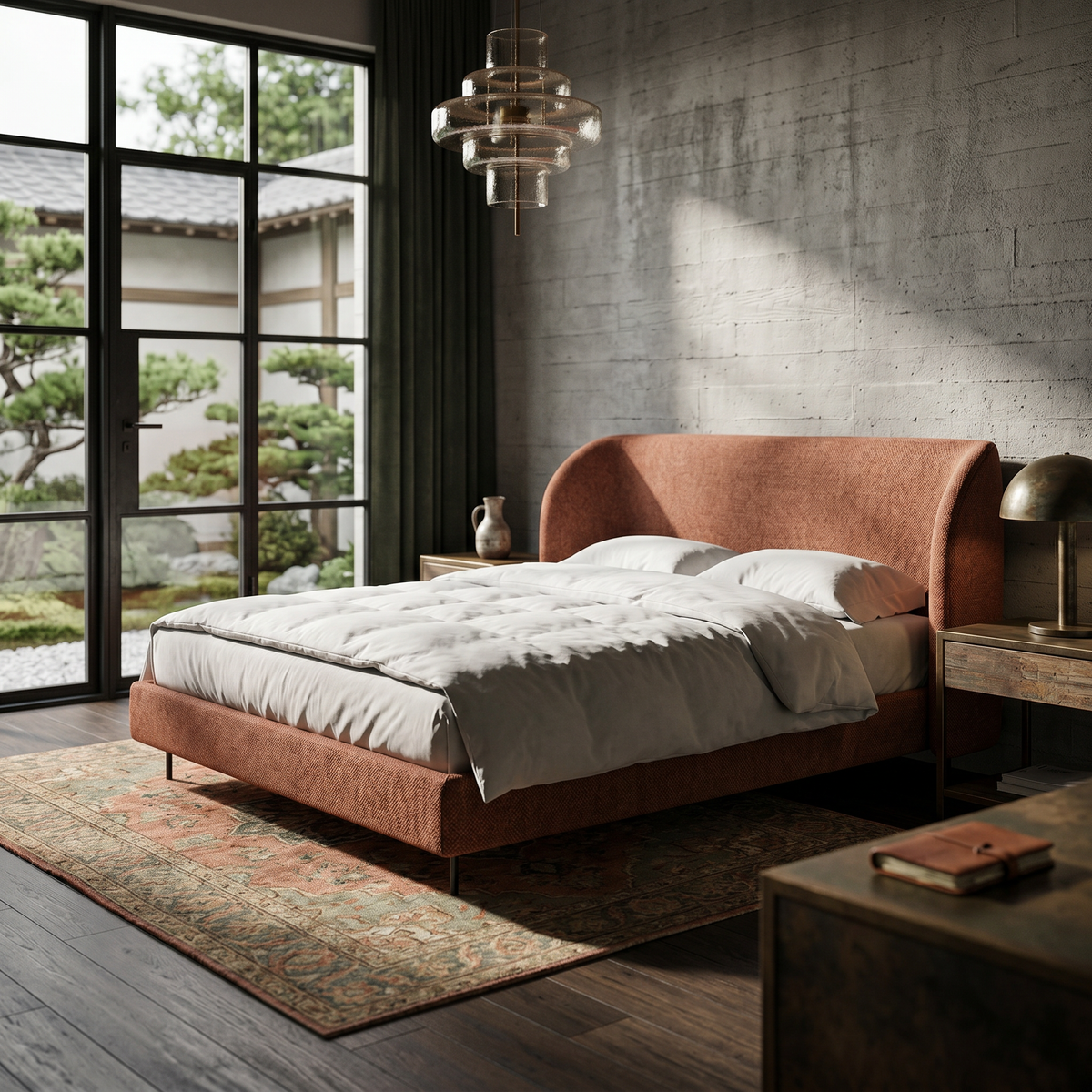 Polsterbett mit glattem Kopfteil im minimalistischen Stil | Dorida