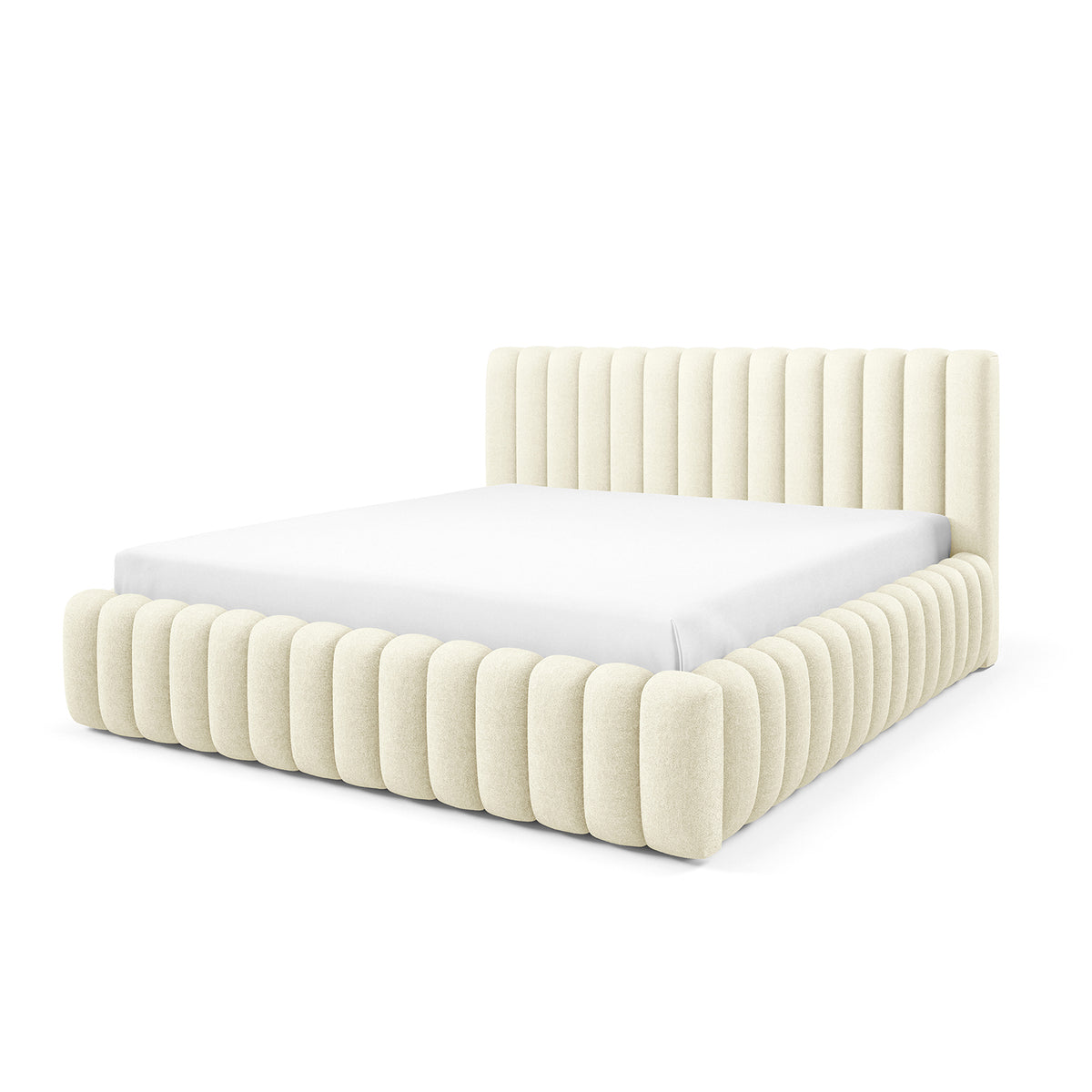 Polsterbett mit Bettkasten im Modern-Soft-Stil, Stoff Doha | Pastel