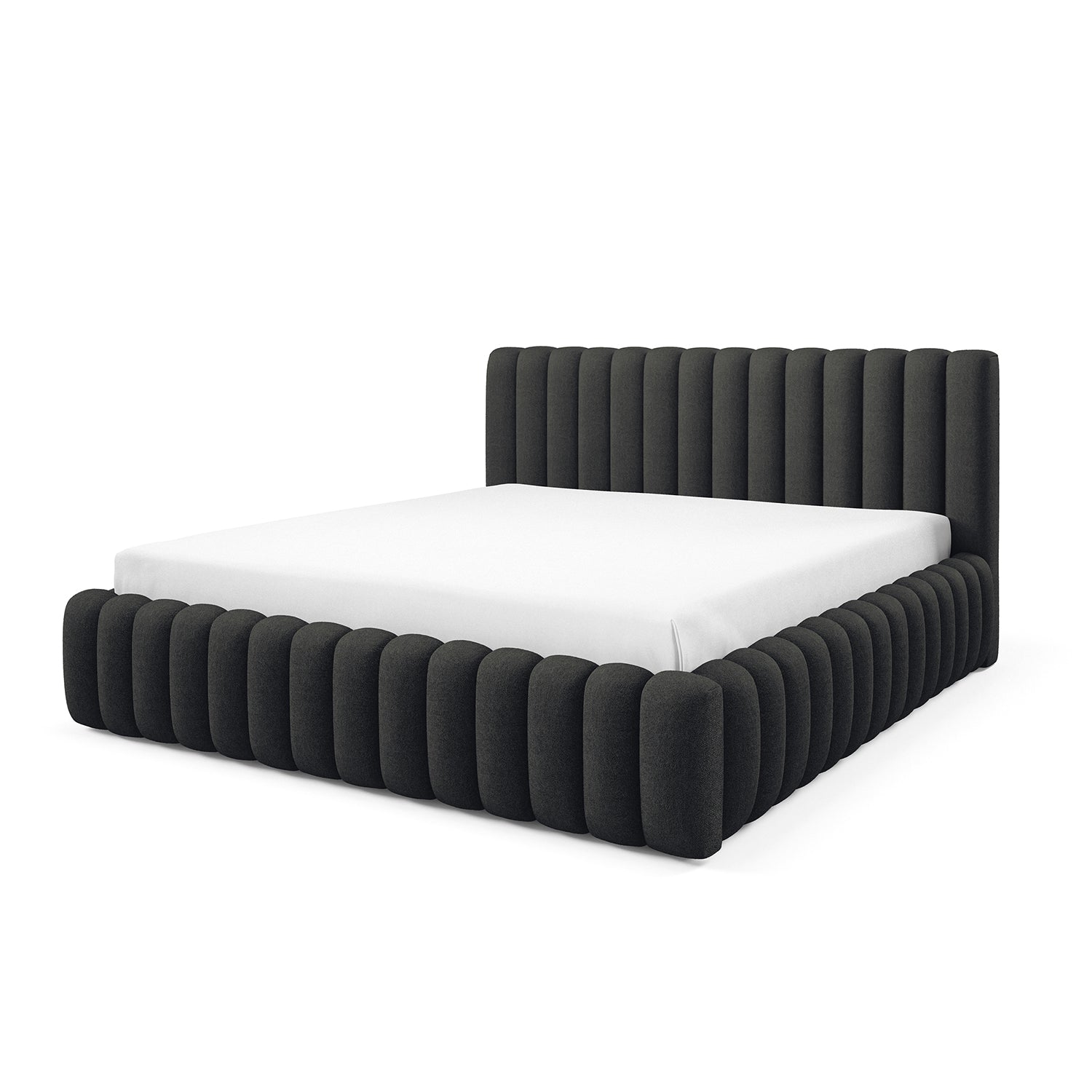Polsterbett mit Bettkasten im Modern-Soft-Stil, Stoff Doha | Pastel
