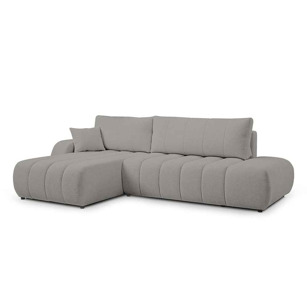 Narożnik z funkcją spania DL 276 cm w stylu nowoczesny | BALOA Lewostronna Popielista Poświata (LAMBI 11)