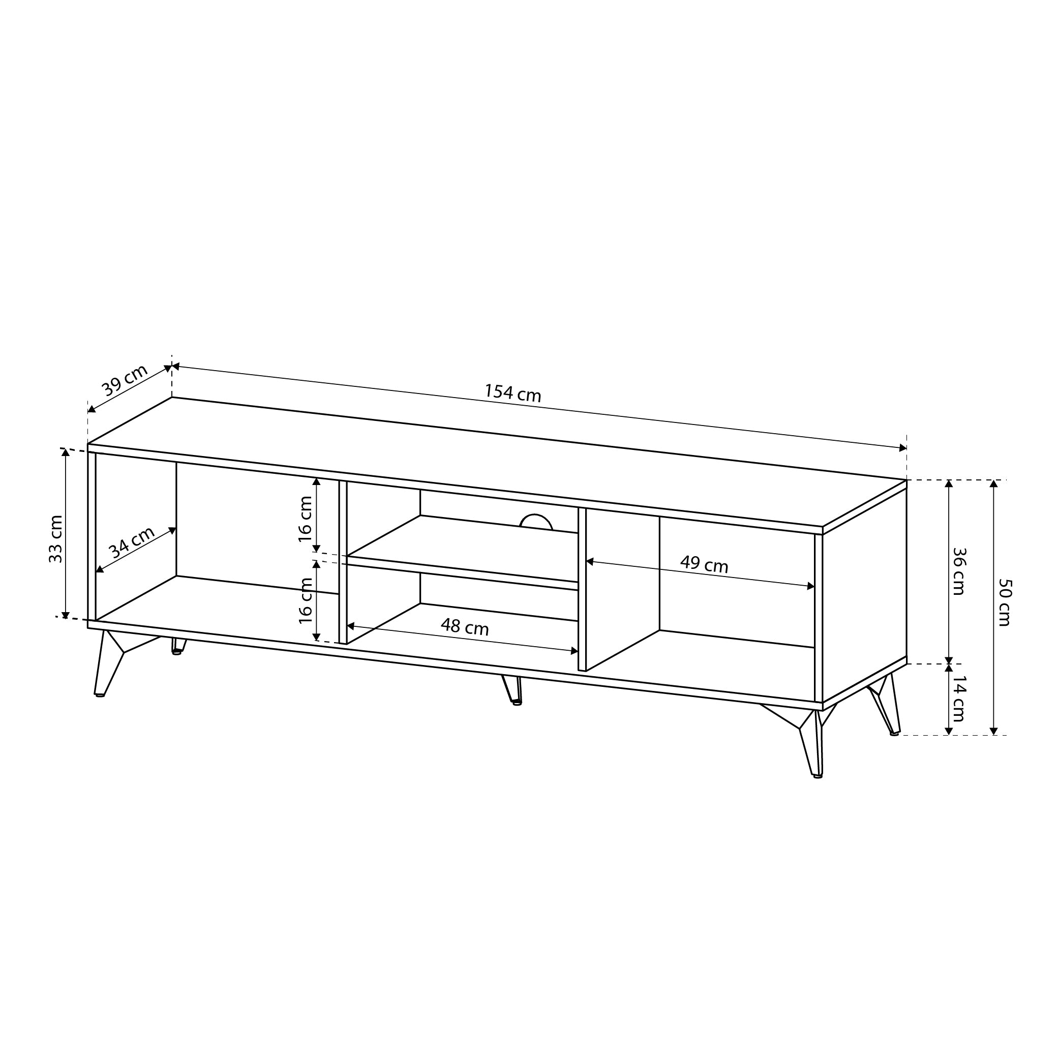 TV-Schrank 154x50 im modernen Stil | Nirwana