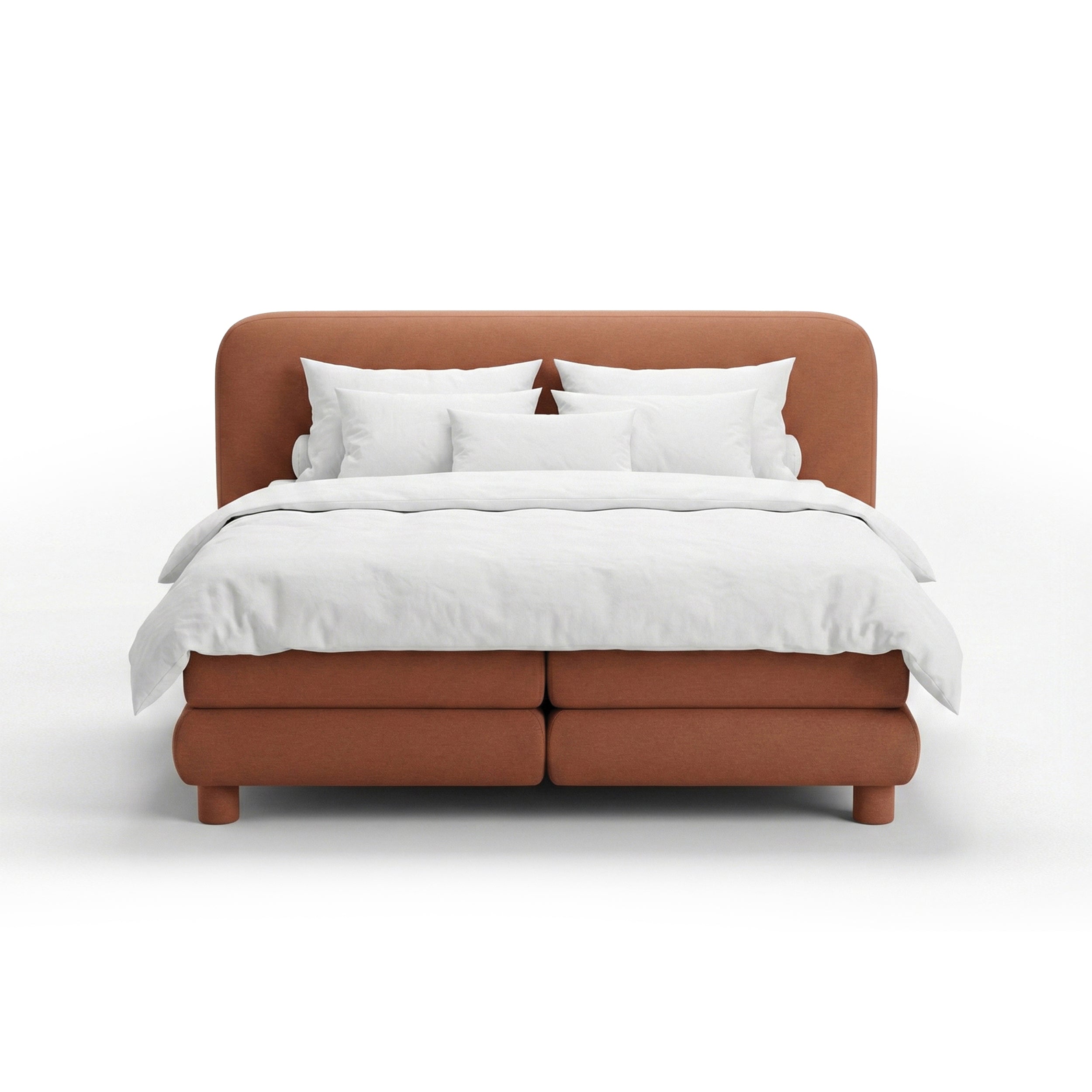 Kontinentalbett mit abgerundetem Kopfteil im Modern-Organic-Stil | Portela