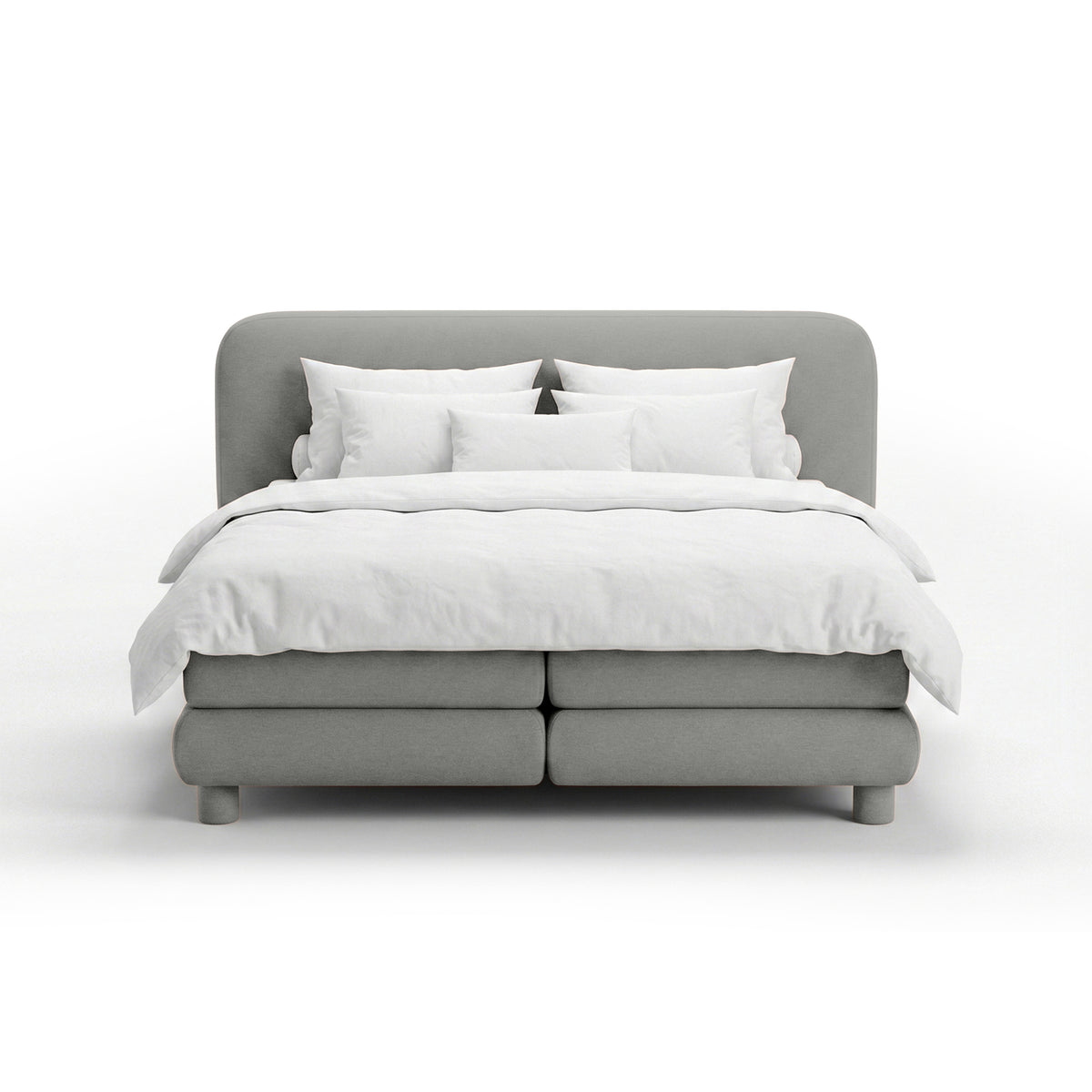 Kontinentalbett mit abgerundetem Kopfteil im Modern-Organic-Stil | Portela