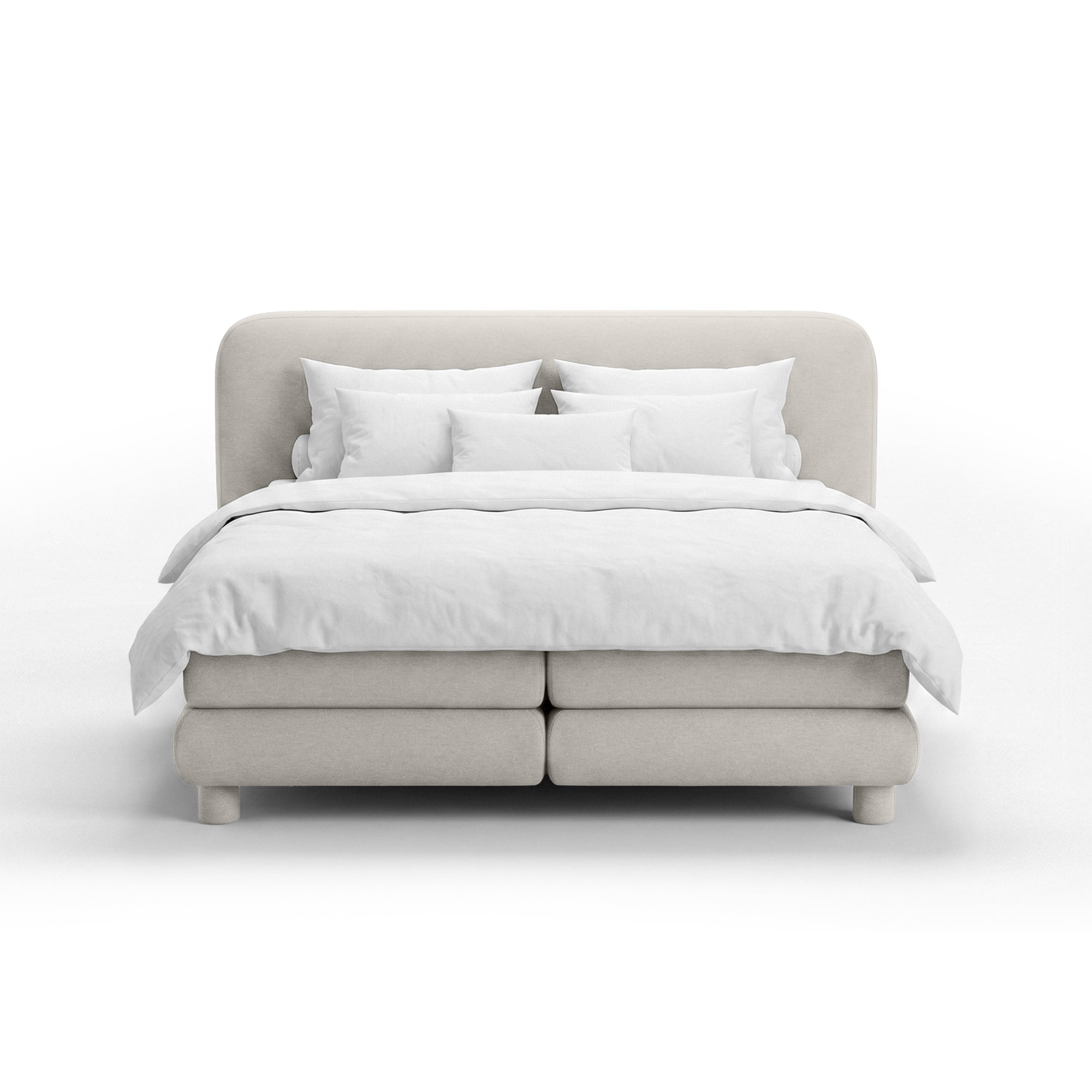 Kontinentalbett mit abgerundetem Kopfteil im Modern-Organic-Stil | Portela