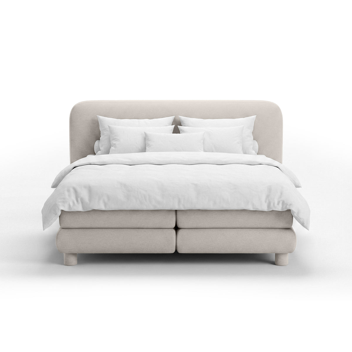 Kontinentalbett mit abgerundetem Kopfteil im Modern-Organic-Stil | Portela