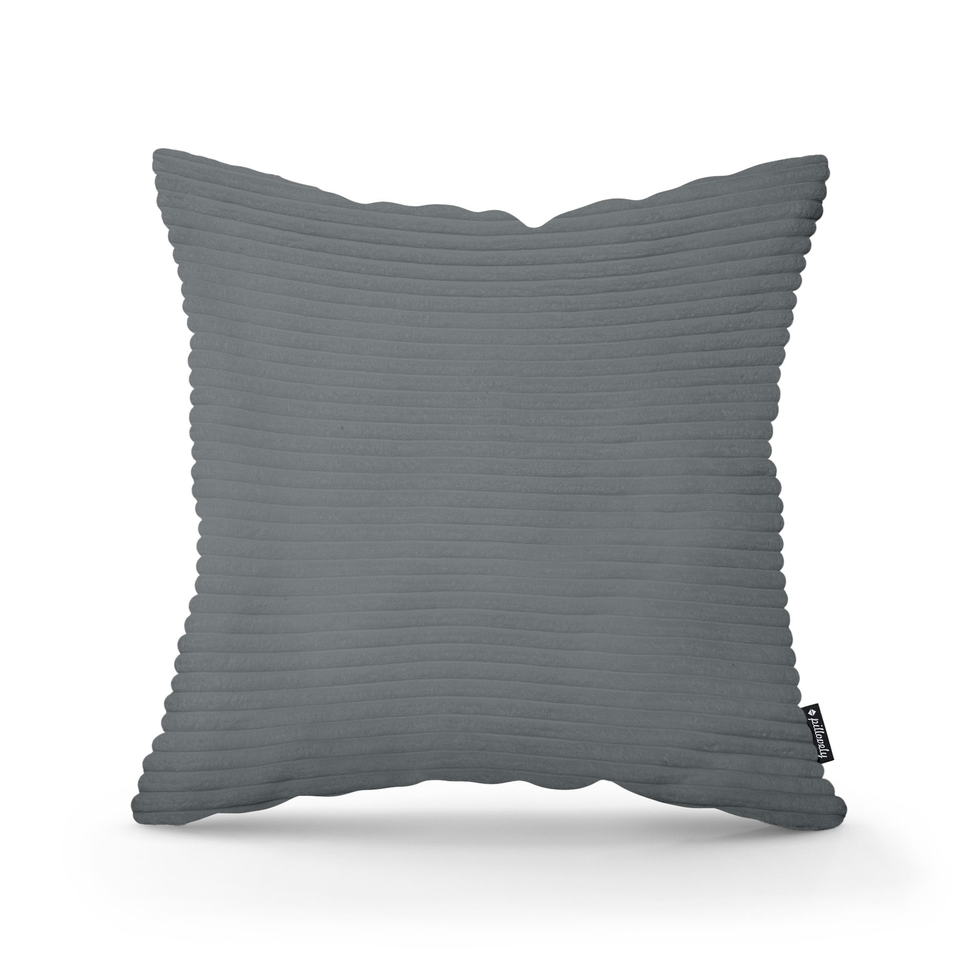Poduszka dekoracyjna 45×45 cm w stylu scandi i boho | Szeroki Sztruks Grafitowy Mech (POSO 60)