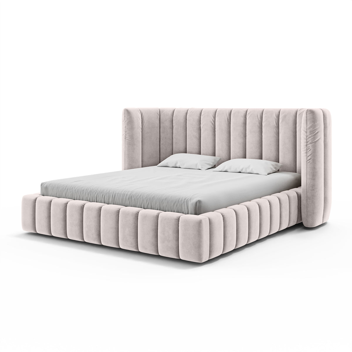 Polsterbett mit vertikaler Steppung und Bettkasten im Modern-Soft-Stil | Gianda