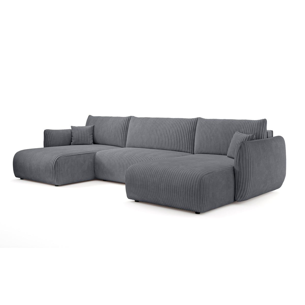 U-Ecksofa mit Schlaffunktion und Liegefläche 145x302 im Vintage-Stil | ALLORO – Grauer Horizont (TILIA 90)