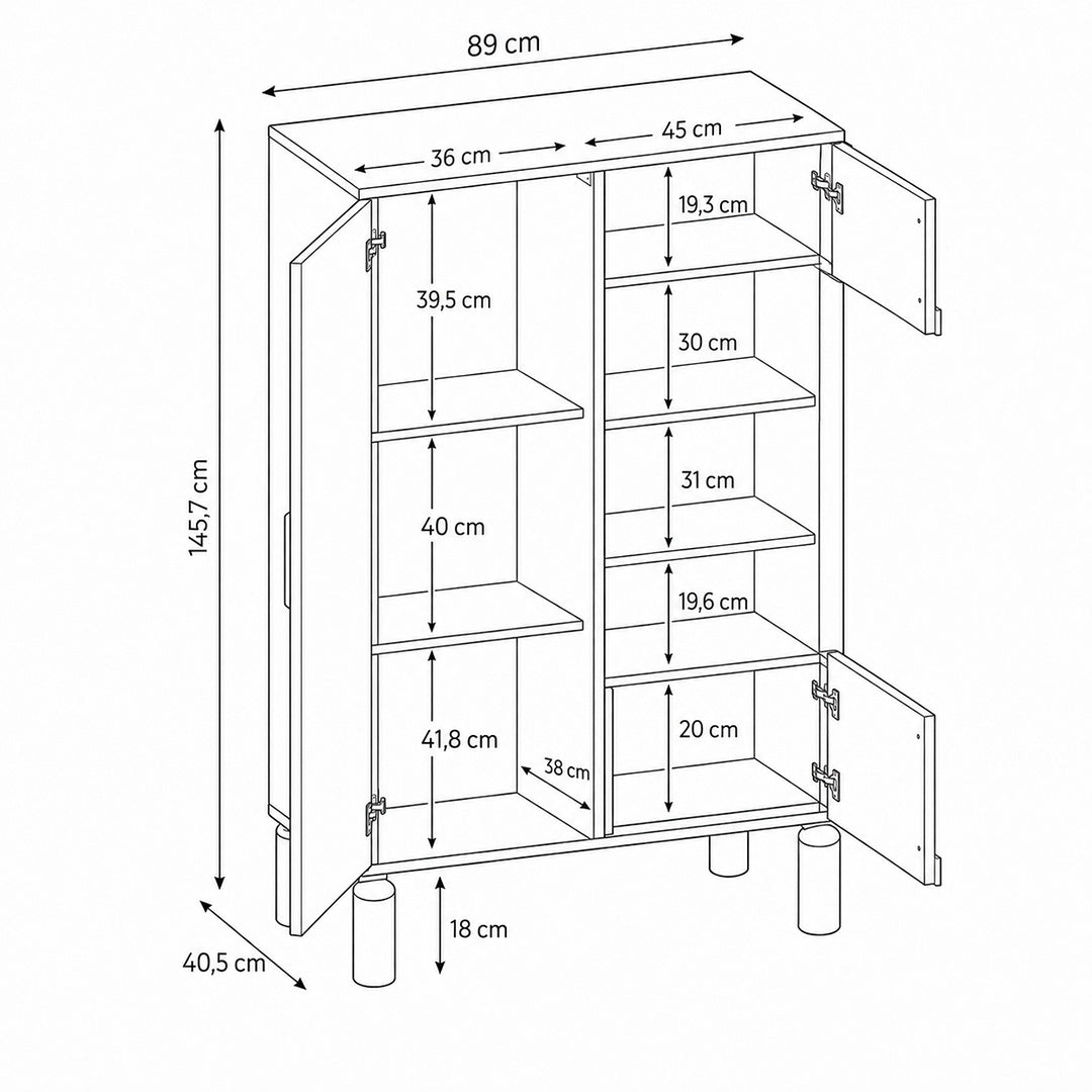 Vitrine 89x146 mit Verglasung im skandinavischen Stil | FJORD