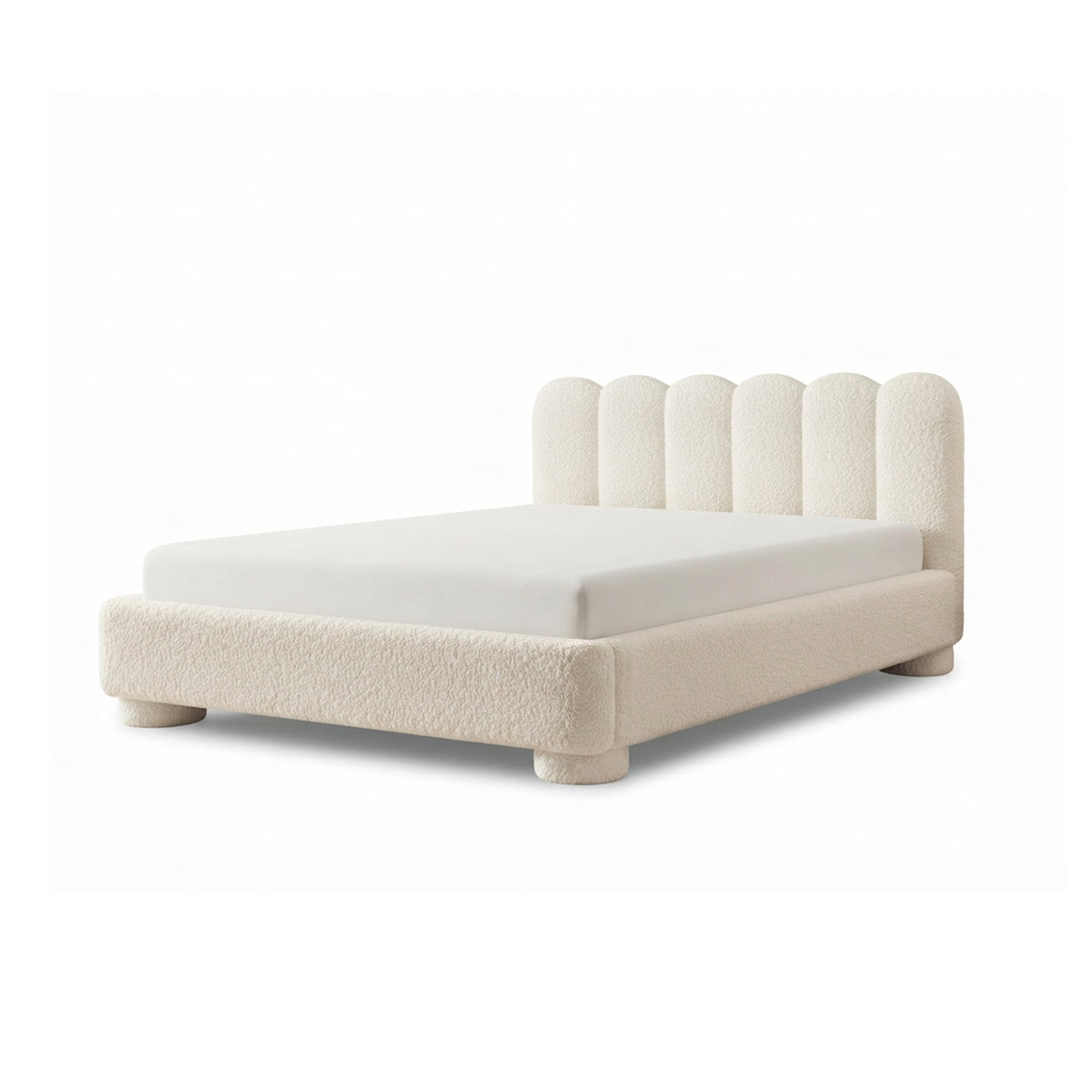 Polsterbett Lattri 120x200–200x200 mit Bettkasten im Modern-Organic-Stil, Stoff Coral – Farbe Leinenbeige (CORAL 15) | Pillovely
