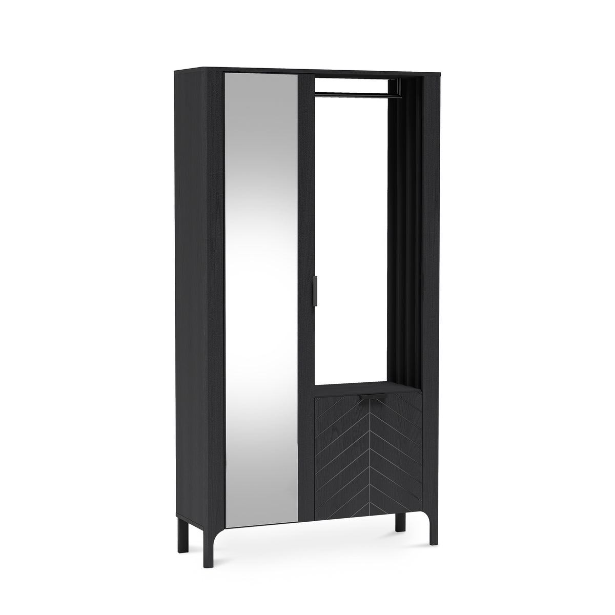 Garderobe EKLIPSO 105x197 mit Spiegel im modernen Stil, Farbe Schwarz – Hauptbild | Pillovely