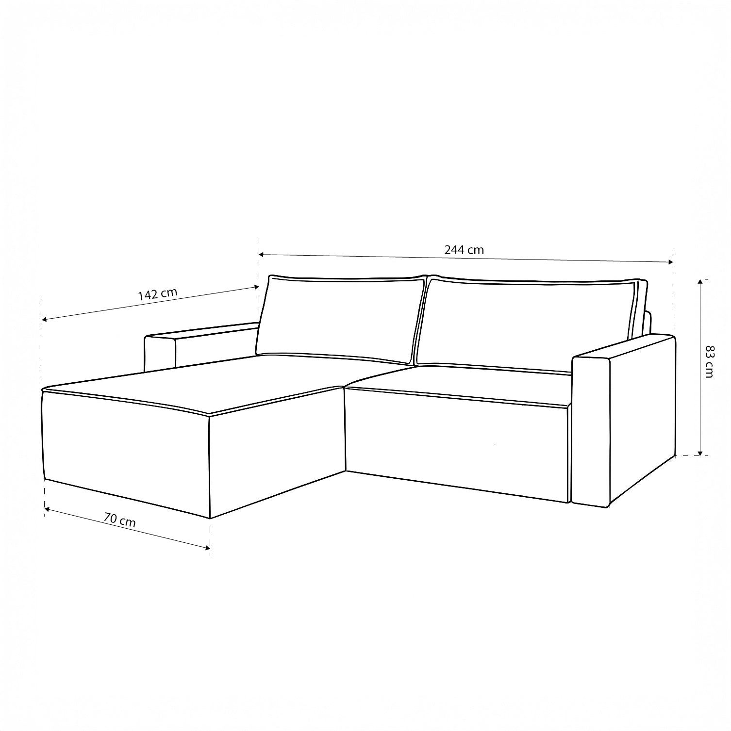 Universelles Ecksofa mit Schlaffunktion 3-Sitzer 200x142–154 im Loft-Stil | Agi