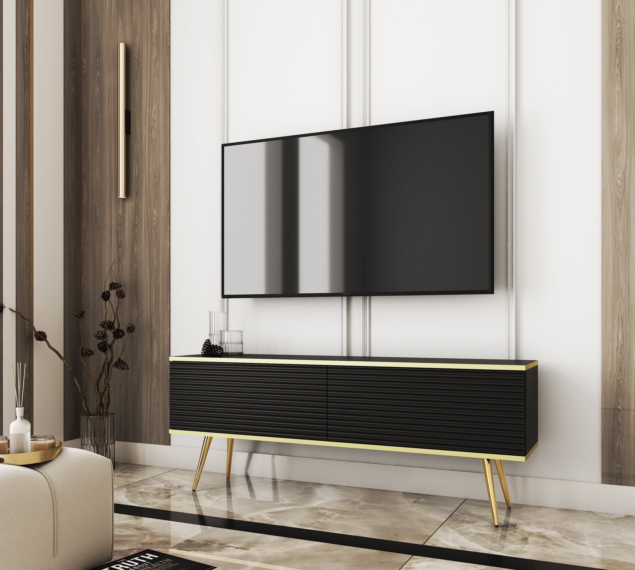 Szafka RTV 135x30 w stylu nowoczesnym | Meva
