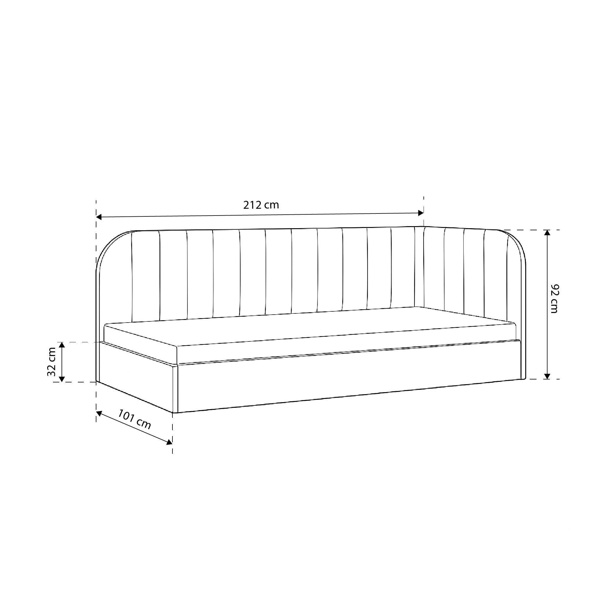 Eckbett mit Bettkasten 101x212 im skandinavischen Stil | Mily