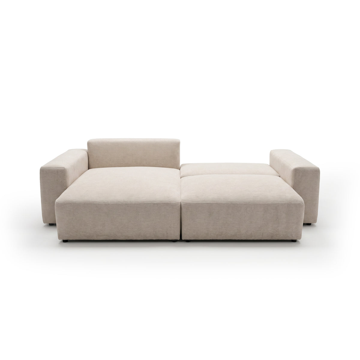 Modulares Ecksofa Iskeli Creme Taupe (ARAGON 03) linksseitig ausgeklappt – Ecksofa mit Schlaffunktion Automatik DL