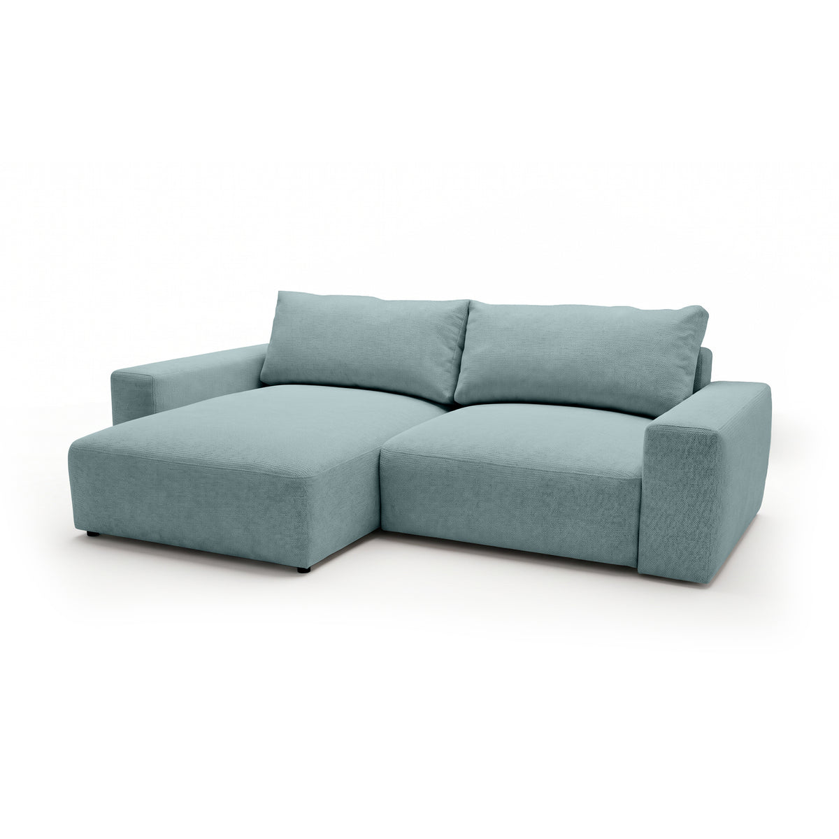 Modulares Ecksofa Iskeli Eisazur (ARAGON 70) linksseitig Schrägansicht – Ecksofa mit Ottomane im Stoff Aragon
