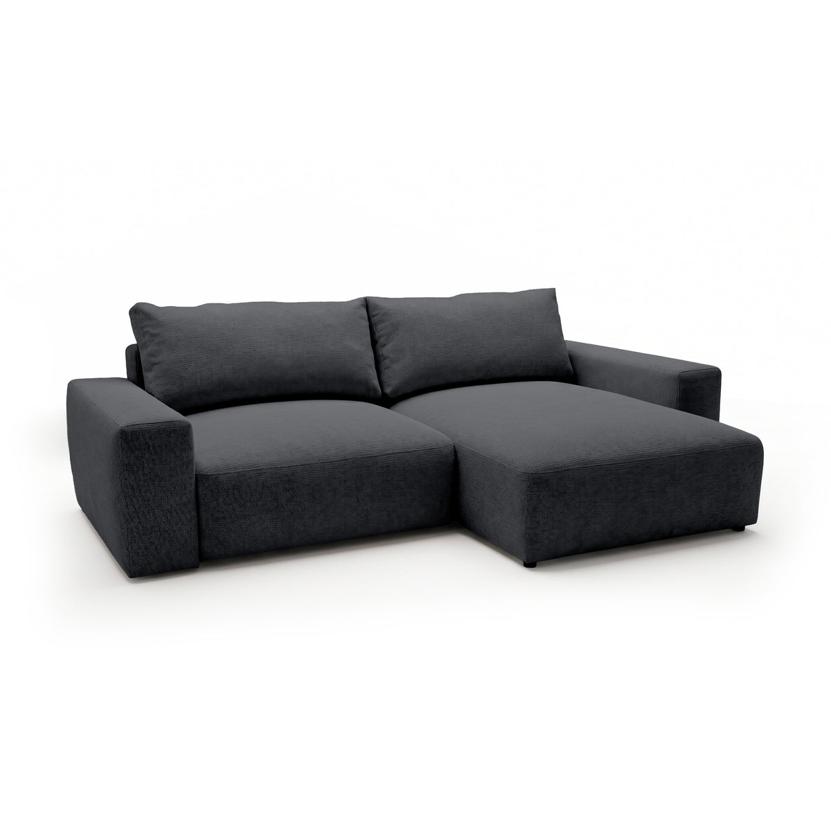 Modulares Ecksofa Iskeli Dunkle Asche (ARAGON 93) rechtsseitig Schrägansicht – Ecksofa mit Ottomane im Stoff Aragon