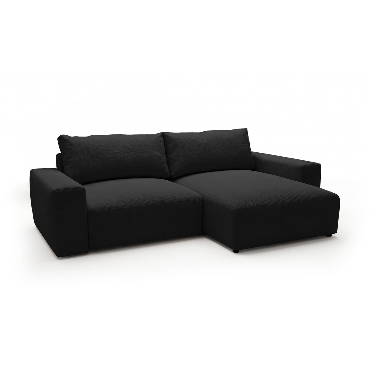 Modulares Ecksofa Iskeli Raven's Deep (ARAGON 99) rechtsseitig Schrägansicht – Ecksofa mit Ottomane im Stoff Aragon