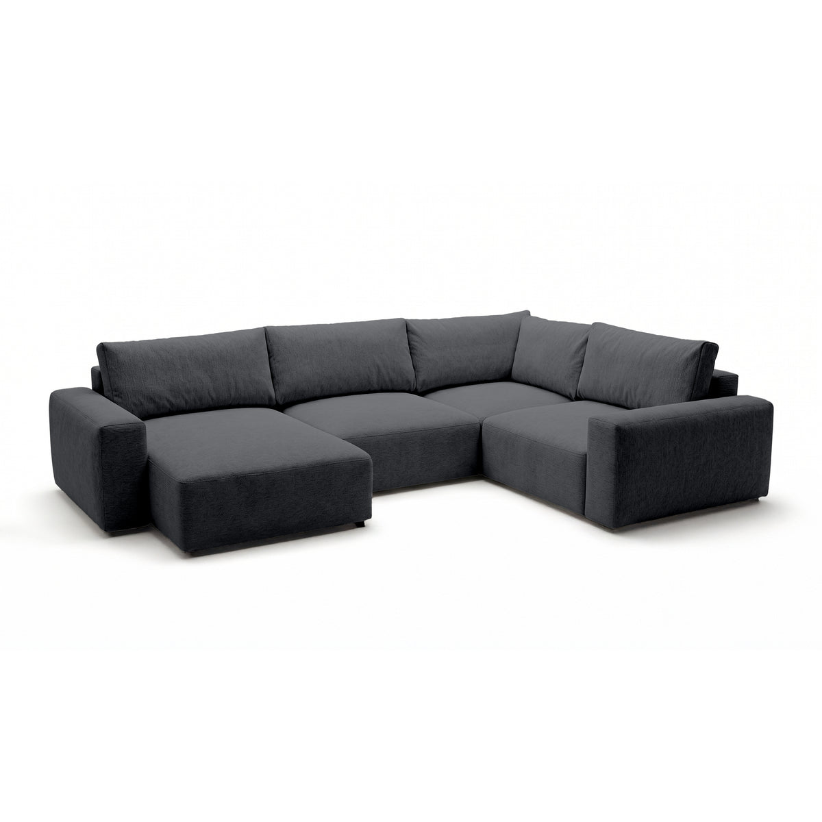 Modulares Ecksofa UL Iskeli Plus 341 cm Dunkle Asche (ARAGON 93) linksseitig Schrägansicht – großes Ecksofa im Stoff Aragon