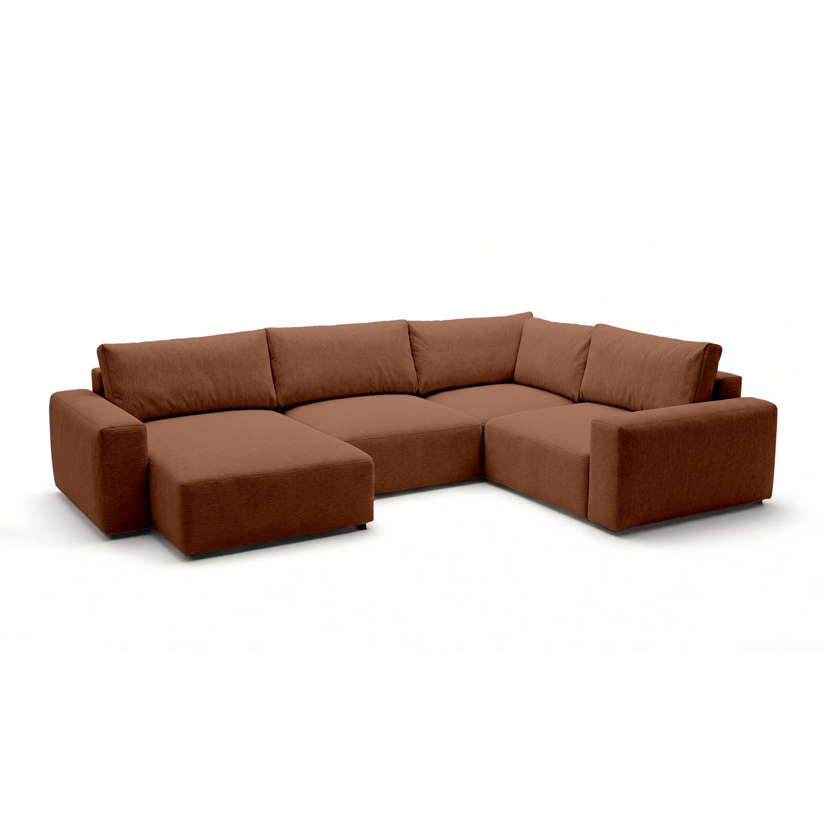 Modulares Ecksofa UL Iskeli Plus 341 cm Zimt-Matt (ARAGON 56) linksseitig Schrägansicht – großes Ecksofa im Stoff Aragon