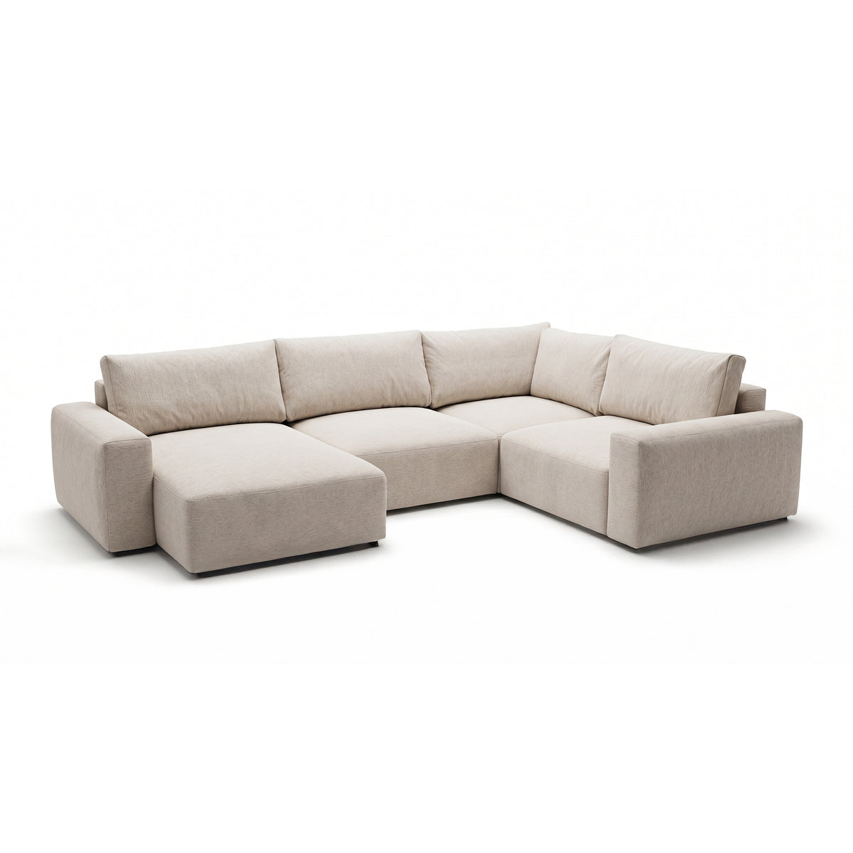 Modulares Ecksofa UL Iskeli Plus 341 cm Creme Taupe (ARAGON 03) linksseitig Schrägansicht – großes Ecksofa mit Schlaffunktion