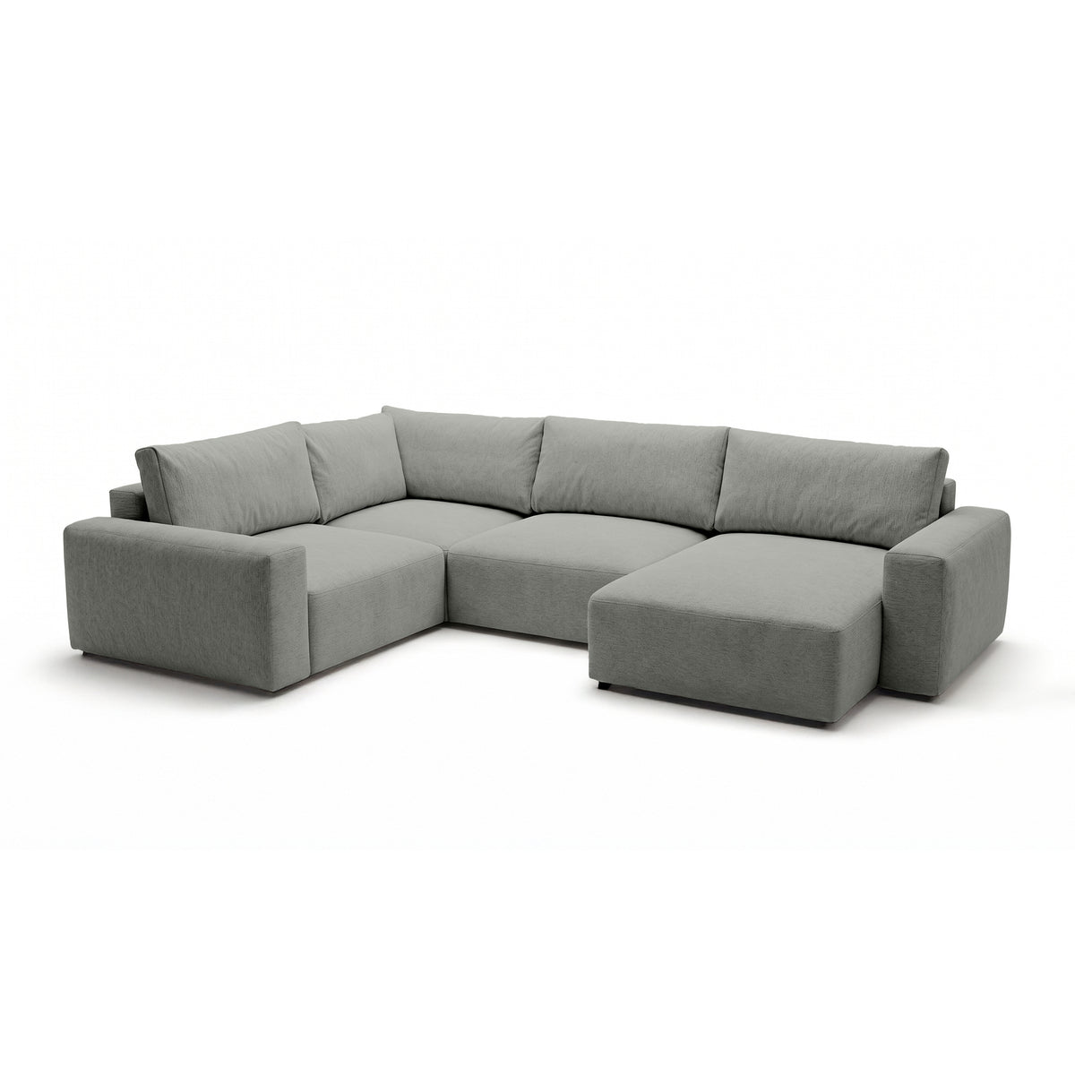 Modulares Ecksofa UL Iskeli Plus 341 cm Stahlgrau (ARAGON 83) rechtsseitig Schrägansicht – großes Ecksofa im Stoff Aragon