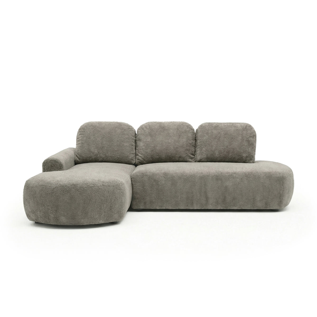 Ecksofa Moluni 263 cm Rauchnuss (BELLINI 02) linksseitig – Plüsch-Ecksofa fürs Wohnzimmer