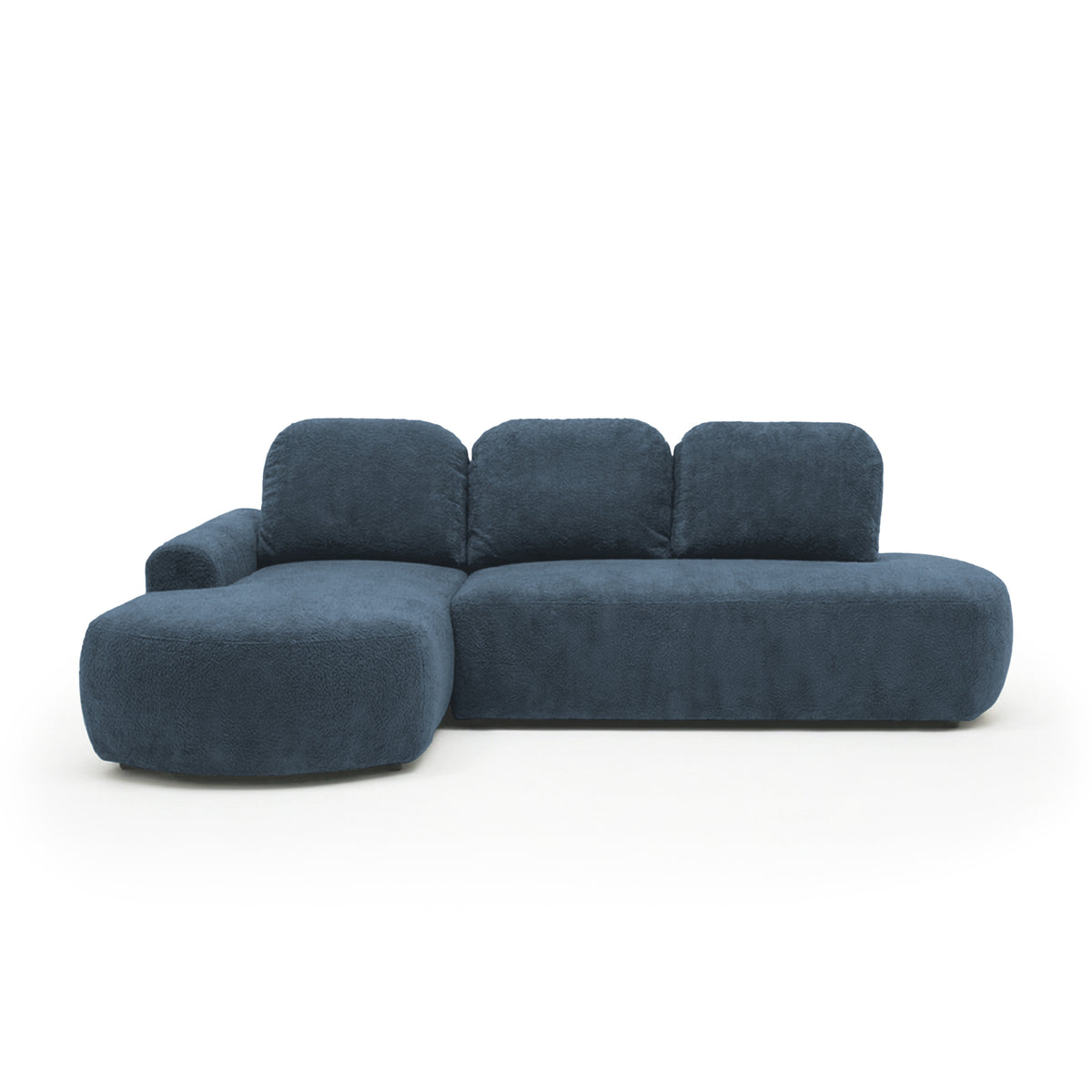 Ecksofa Moluni 263 cm Marinefels (BELLINI 18) linksseitig – L-Ecksofa mit weichen Kissen