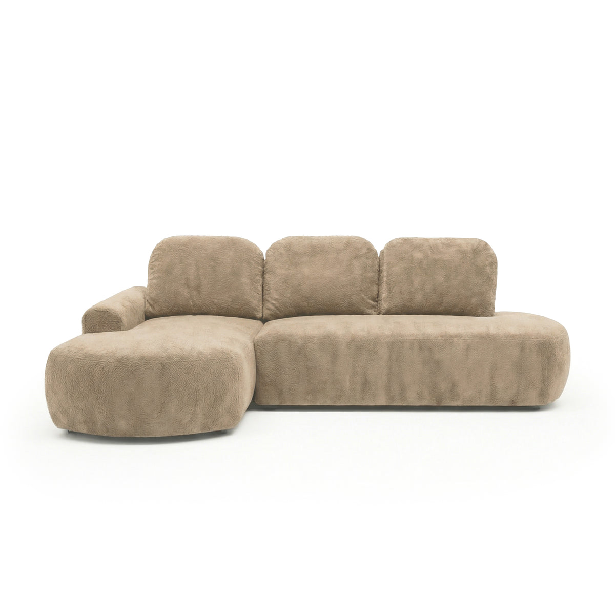 Ecksofa Moluni 263 cm Sandbaumwolle (BELLINI 07) linksseitig – ausklappbares Ecksofa mit Automatik DL