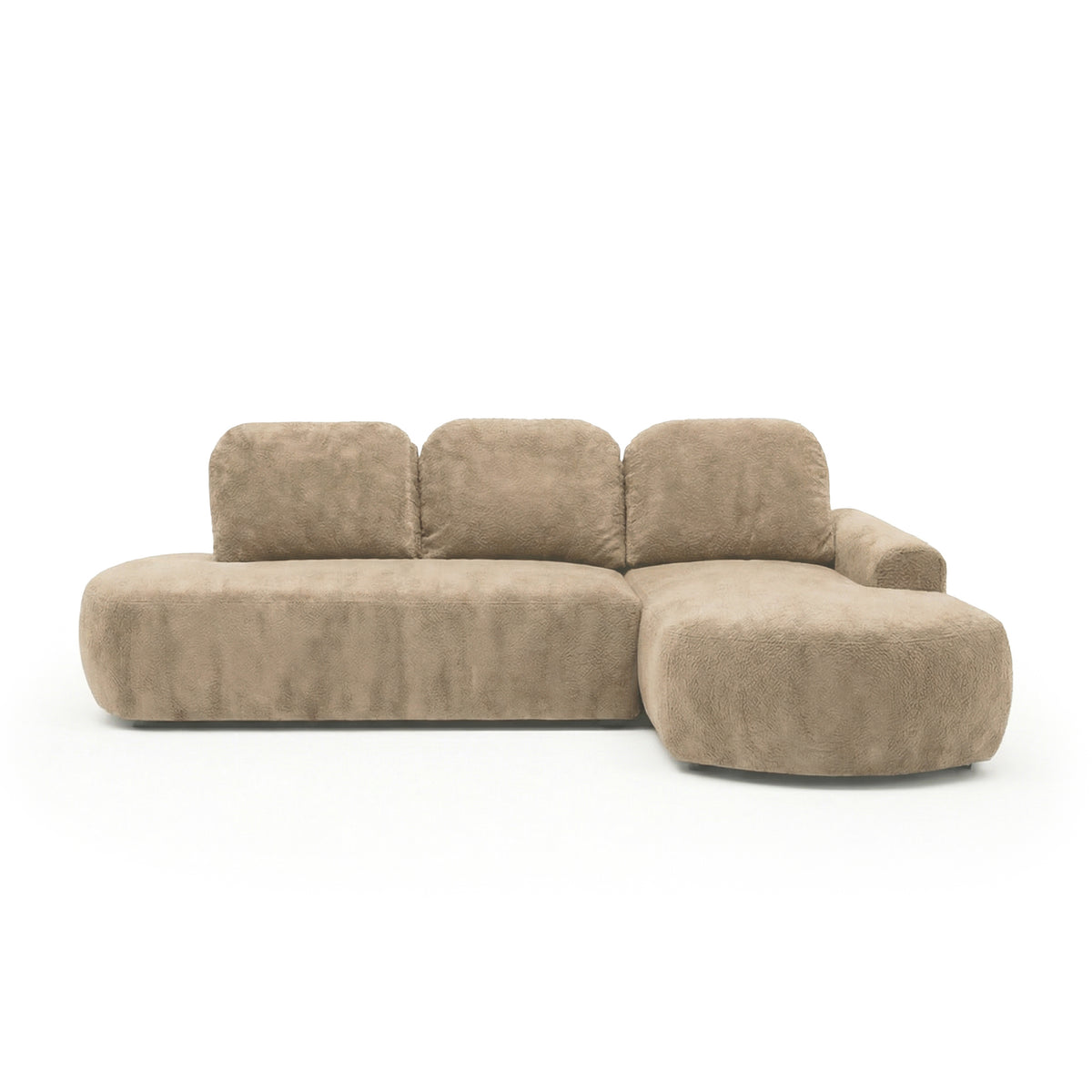Ecksofa Moluni 263 cm Sandbaumwolle (BELLINI 07) rechtsseitig – Ecksofa im Modern-Organic-Stil