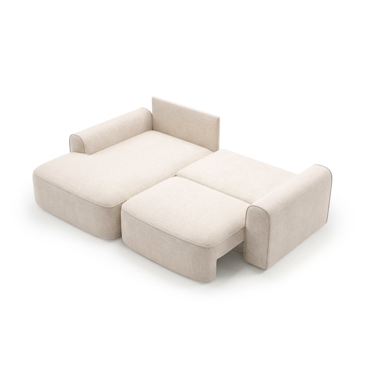Ecksofa Saniri linksseitig – ausgezogene Schlaffläche, Schlafecksofa mit Automatik