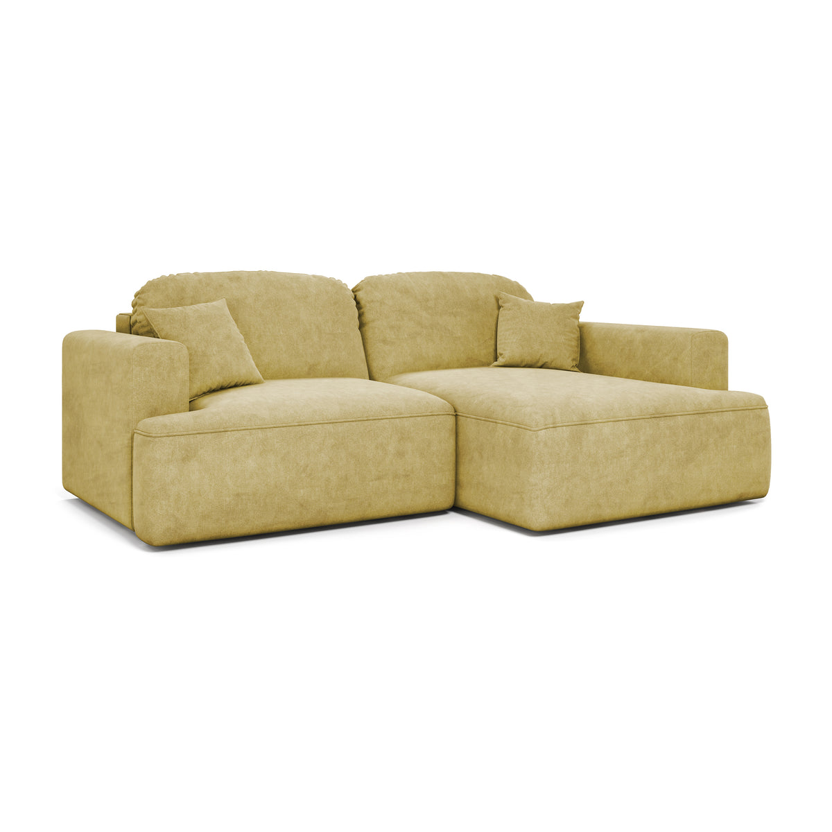 Ecksofa Senvali 240 cm Golden Sepia (CLOUD 32) rechtsseitig – Récamiere rechts, Schrägansicht