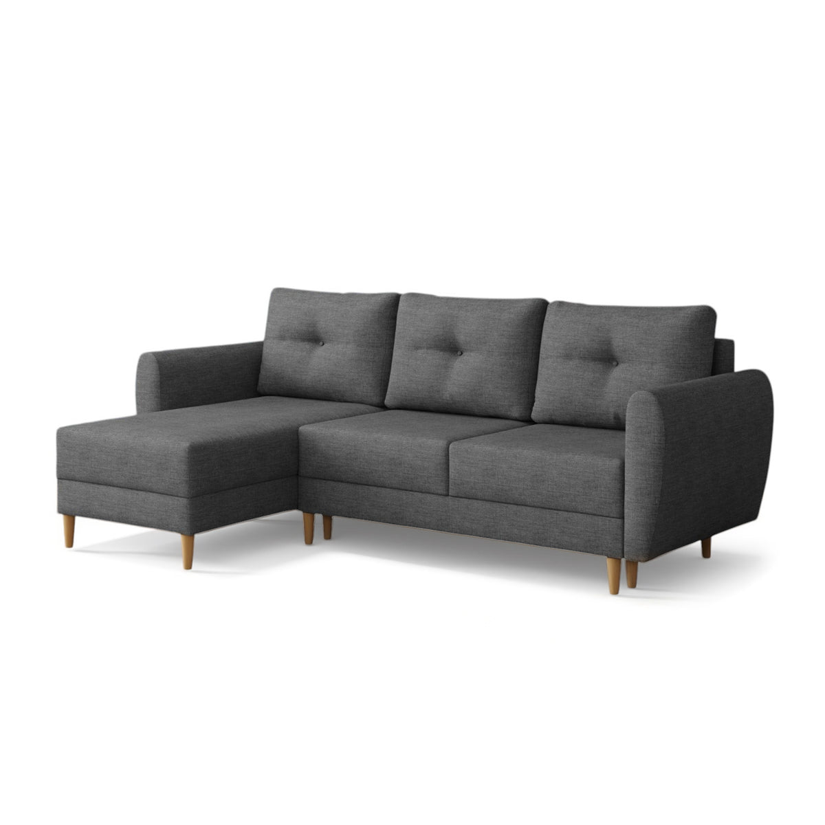 Ecksofa mit Schlaffunktion Harmi Tintenschiefer (SAWANA 06), linksseitige Version, Flechtgewebe Sawana