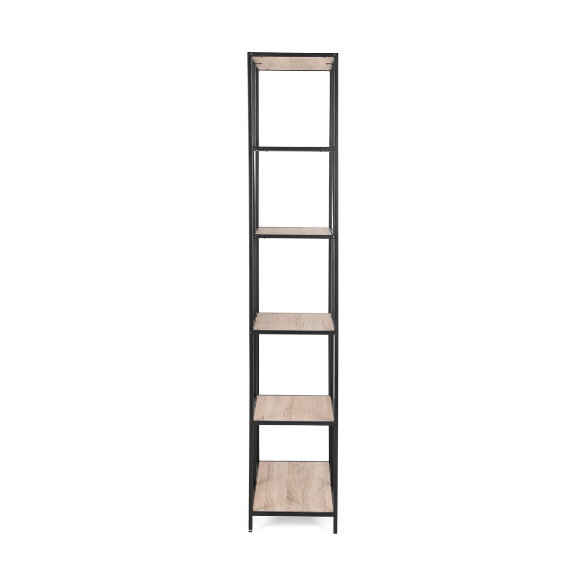 Regal „Skeleto“ 77 x 185, Eiche Sonoma, Seitenansicht – schlankes Regal mit einer Tiefe von 35 cm