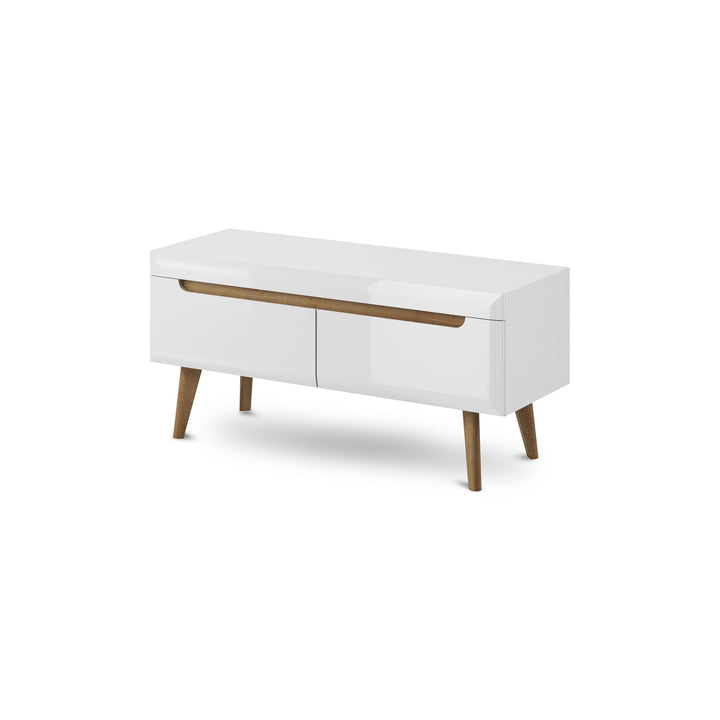 Szafka RTV Trava 107x50 Biały Połysk Dąb Riviera