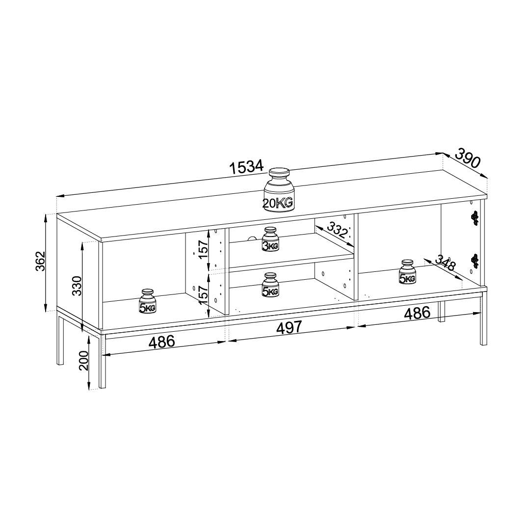 TV-Schrank 154x56 im modernen Stil | Lampy