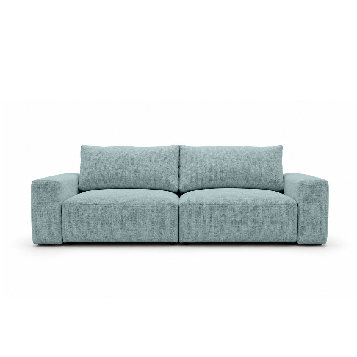 Modulsofa Iskeli 260 cm Eisazur (ARAGON 70) von vorne – Sofa mit Bettkasten im Stoff Aragon