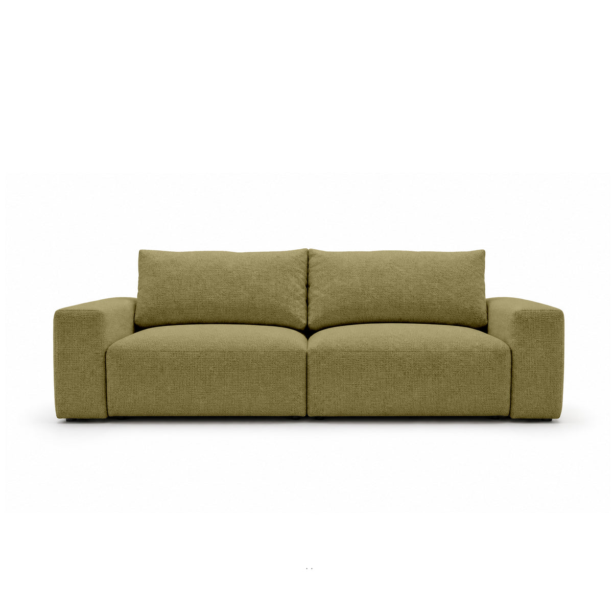 Modulsofa Iskeli 260 cm Goldenes Leinen (ARAGON 35) von vorne – Sofa mit Bettkasten im Stoff Aragon