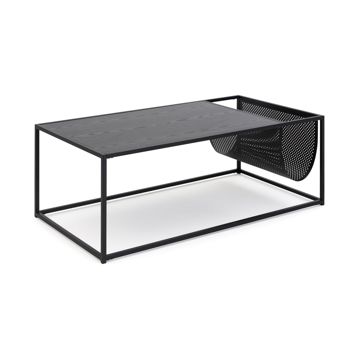 Couchtisch Skeleto 110x60 mit abgeschrägter Kante an der Seite mit Netzfach – Couchtisch im Industrial-Stil