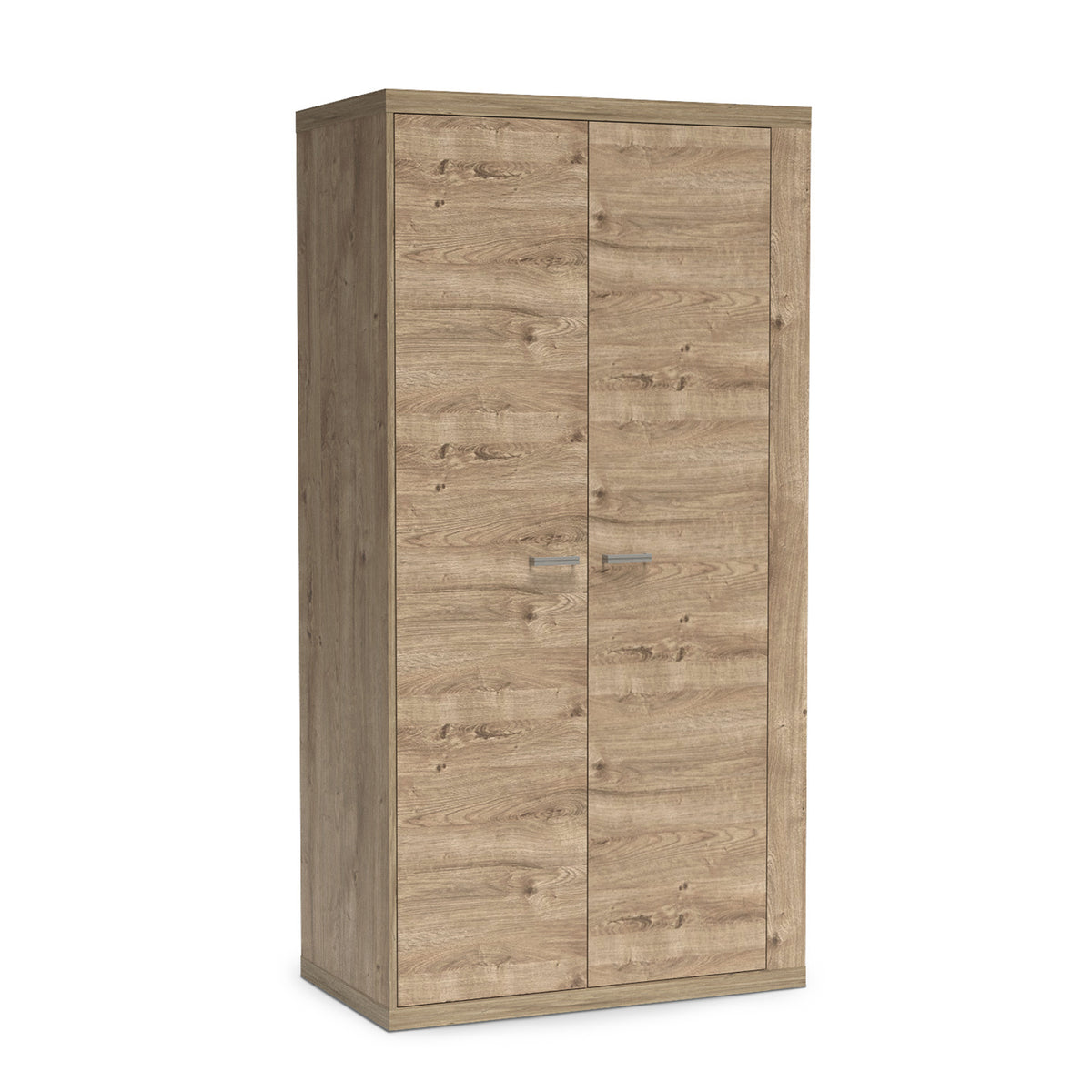 Kleiderschrank Korin 201x102 in Eiche – zweitüriger Kleiderschrank mit Metallgriffen, Schrägansicht