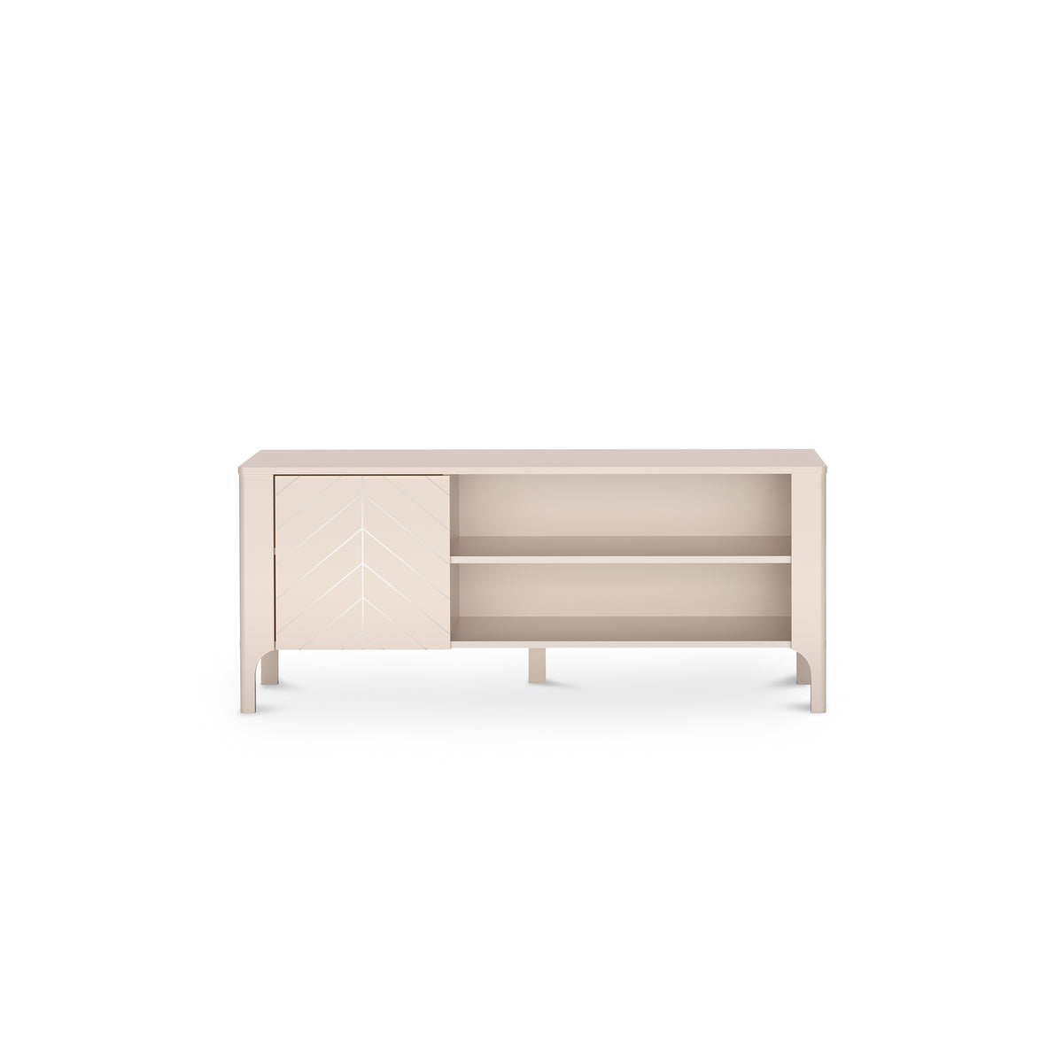 TV-Schrank EKLIPSO 135x57 mit offenem Fach im modernen Stil, Farbe Kaschmir – Vorderansicht | Pillovely