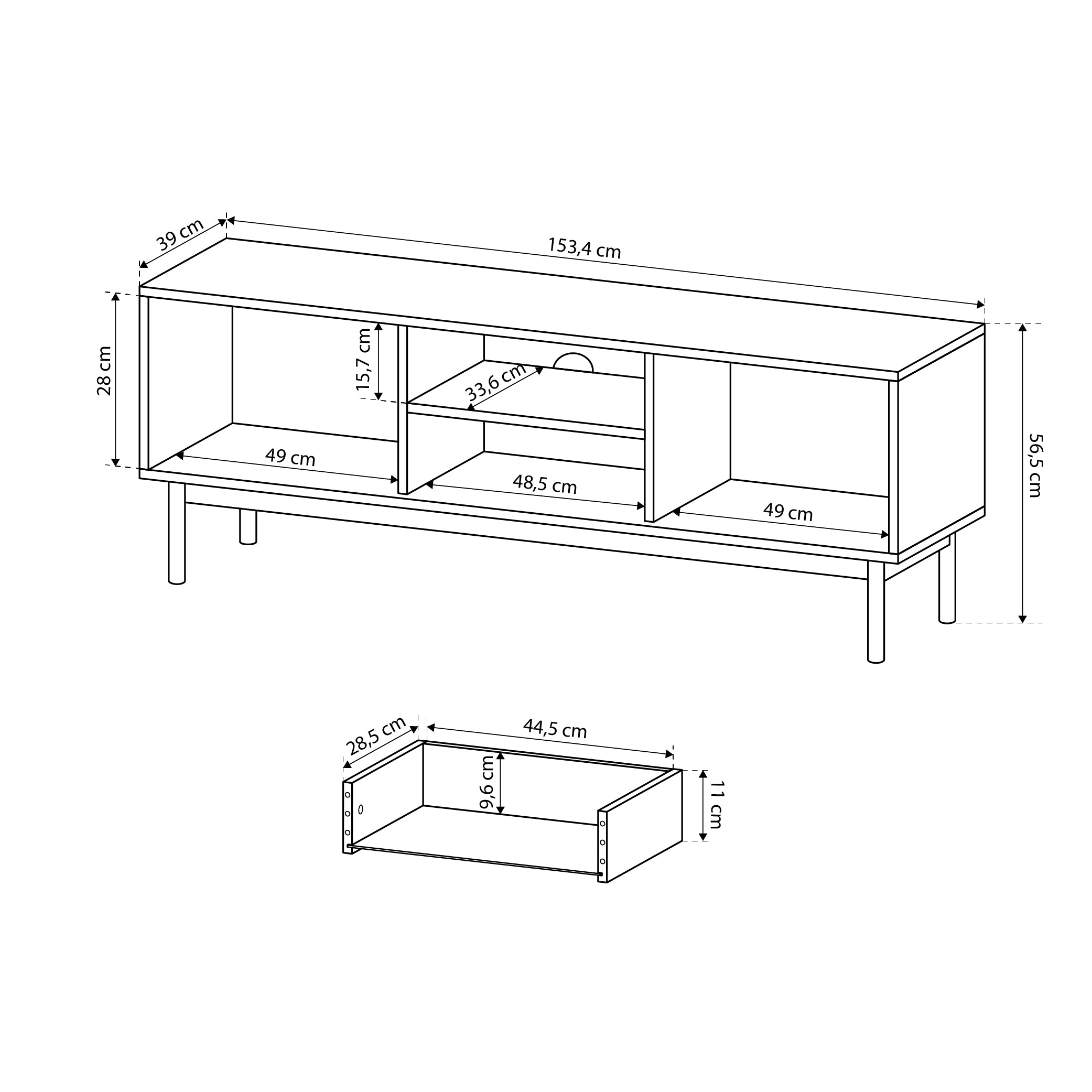 TV-Schrank 154x57 im minimalistischen Stil | Sabi