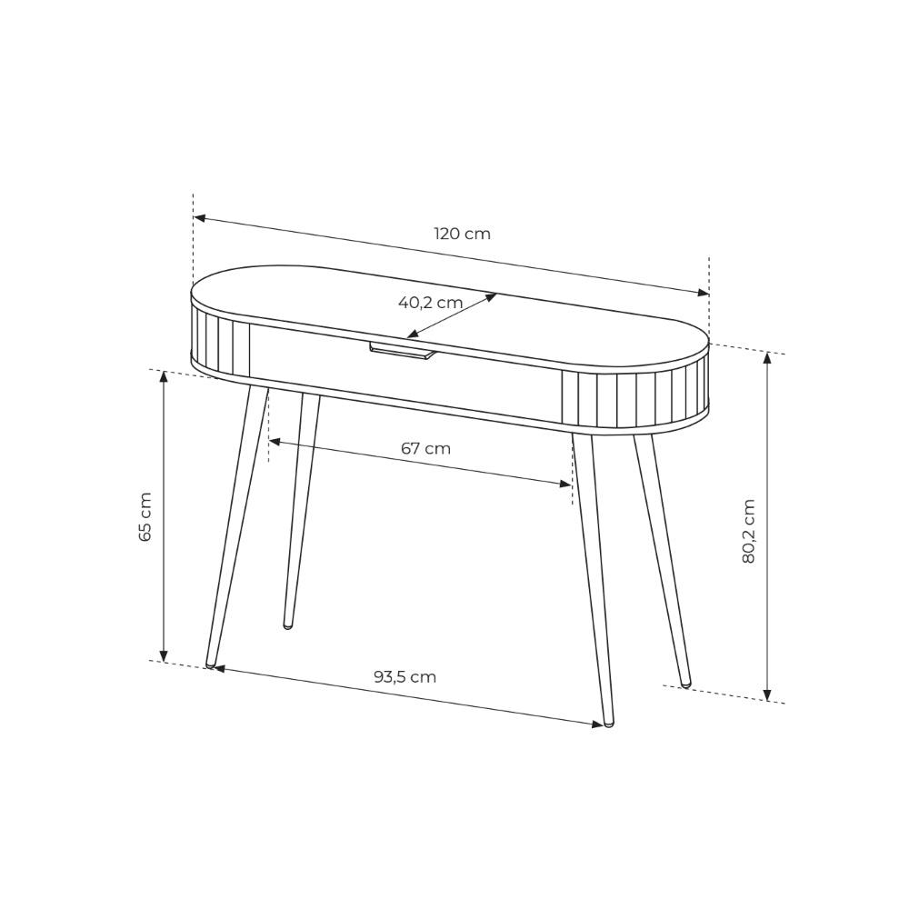 Schminktisch mit Schublade 120x80 cm im Japandi-Stil | Llovia
