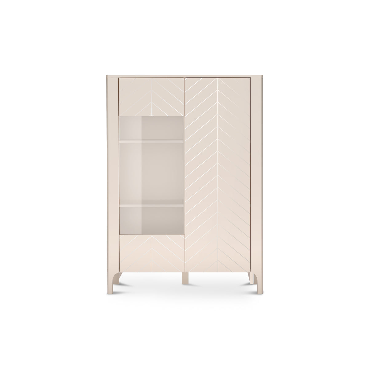 Vitrine EKLIPSO 103x145 mit Glaseinsatz im modernen Stil, Farbe Kaschmir – Vorderansicht | Pillovely