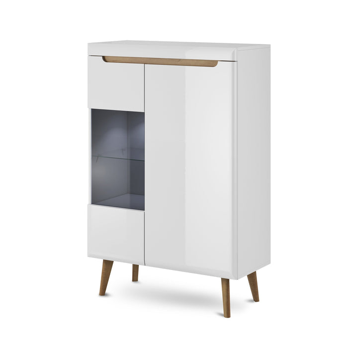 Witryna Trava 90x134 Biały Połysk Dąb Riviera