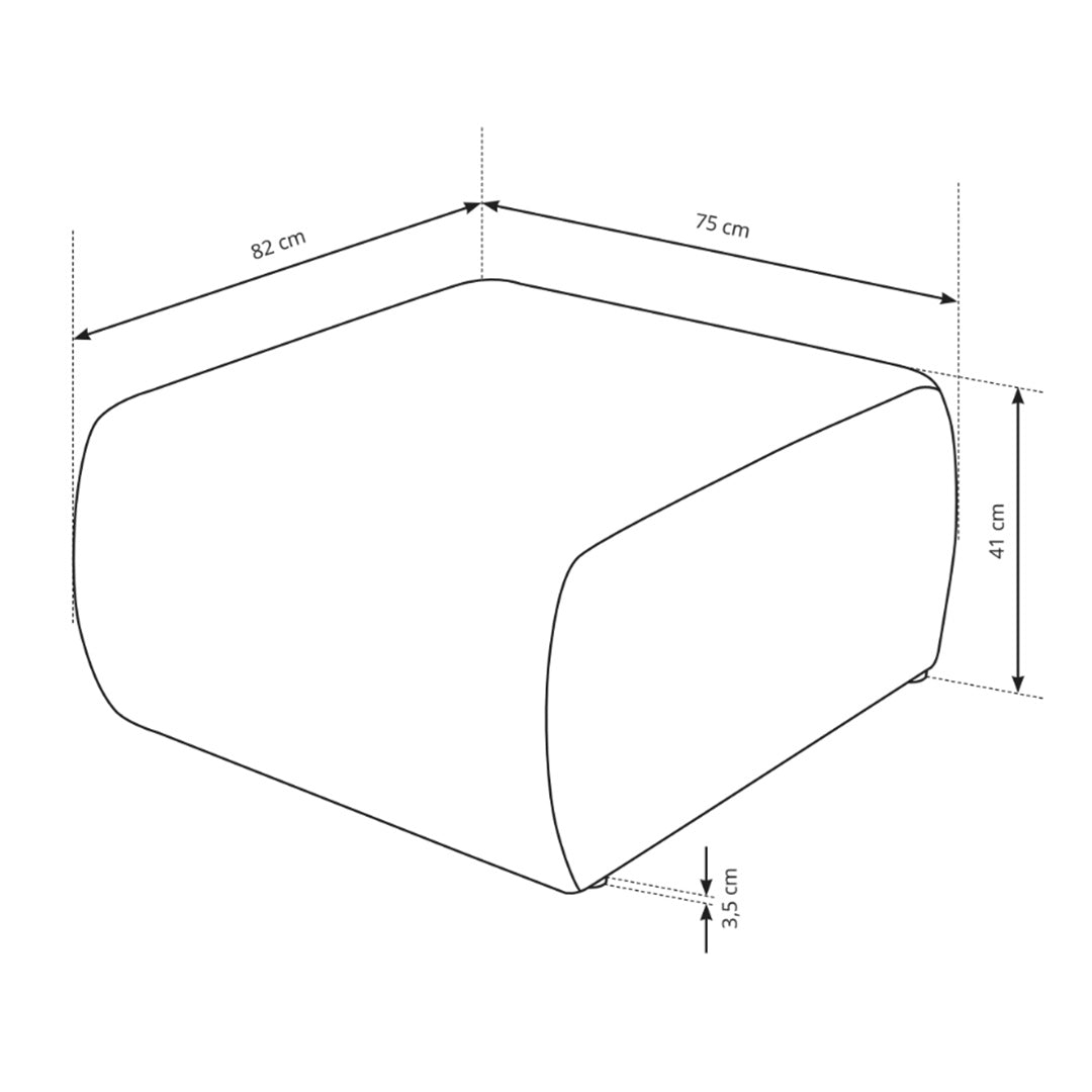 Gepolsterter Pouf 82x41 im Vintage-Stil | ALLORO – Maßzeichnung
