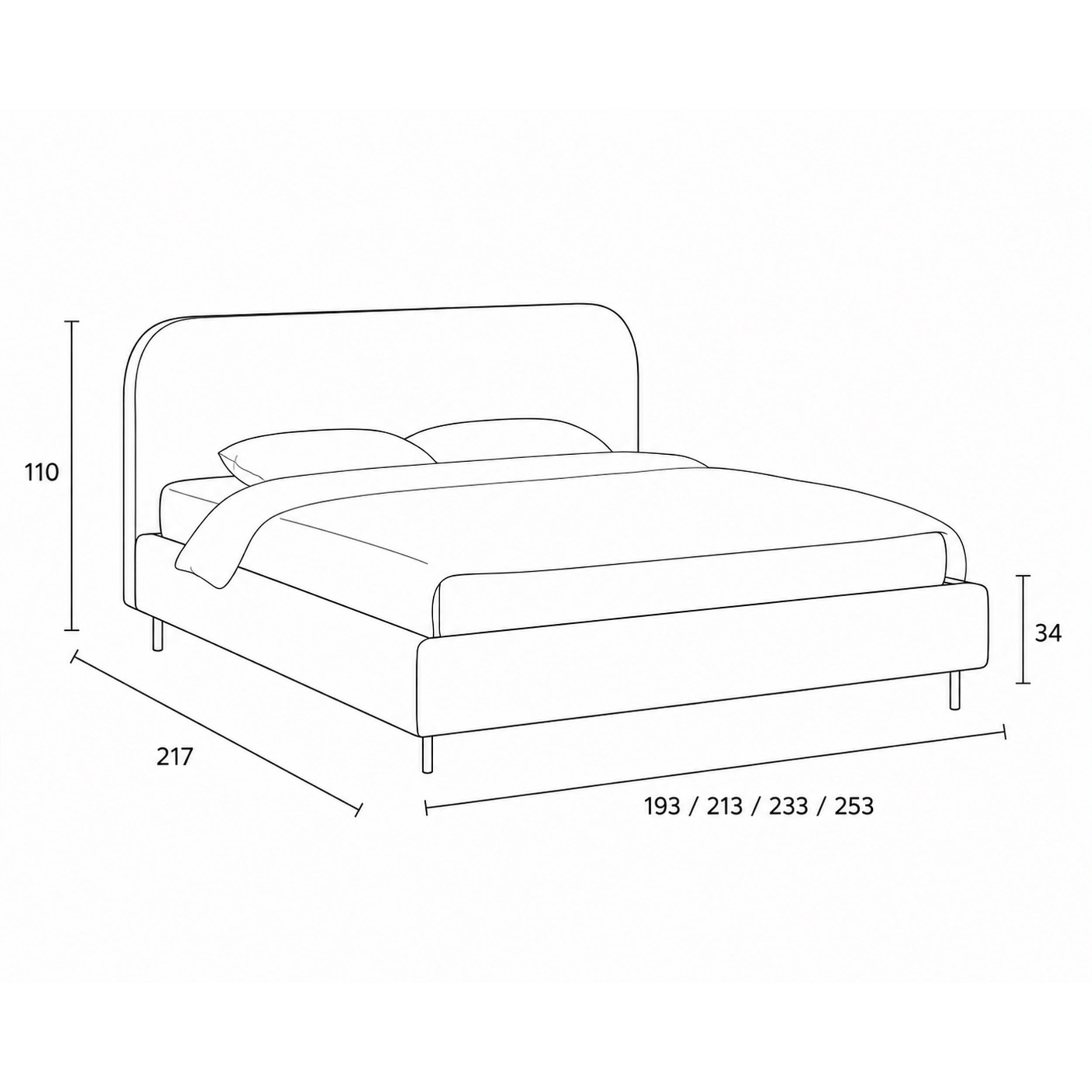 Polsterbett mit glattem Kopfteil im minimalistischen Stil | Dorida