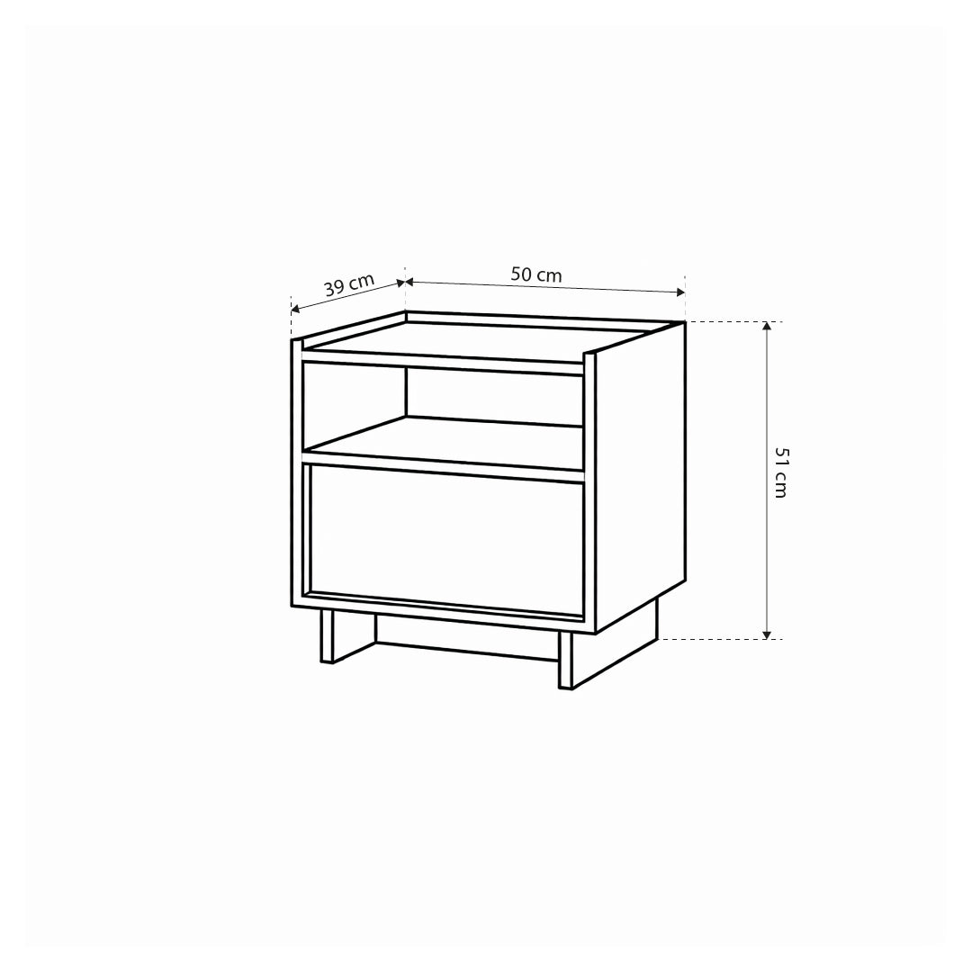 Nachttisch mit Schublade 50x51 cm im Japandi-Stil | Kiyro